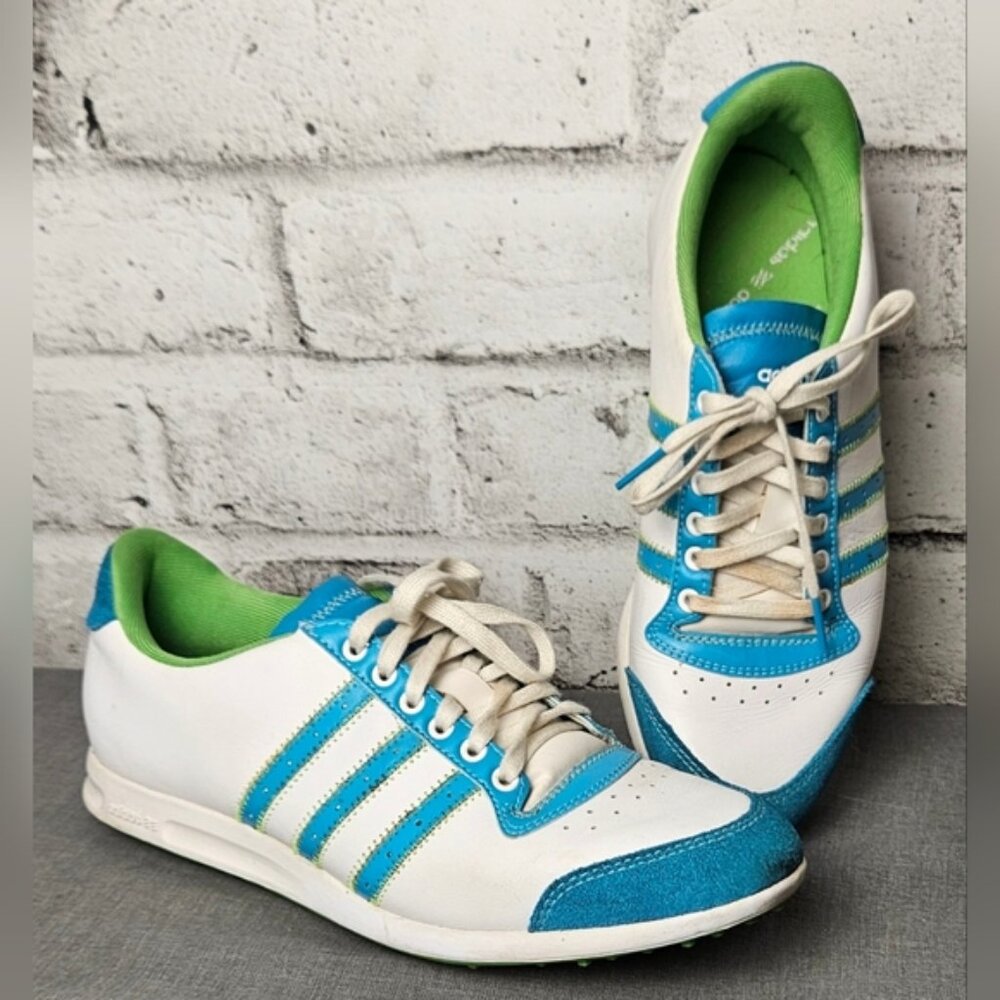 ADIDAS 675559 Spikeless Leather Women's White/Blue/Green Golf Shoes